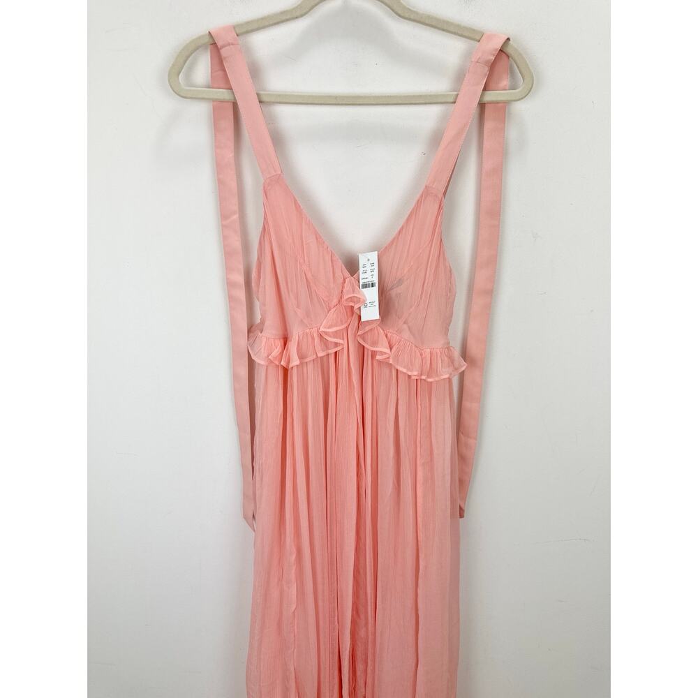 J.Crew Collection Ruffle Trim Midi Dress Crinkle Cupro Blushed Peach US 2 NWT - Picture 7 of 14